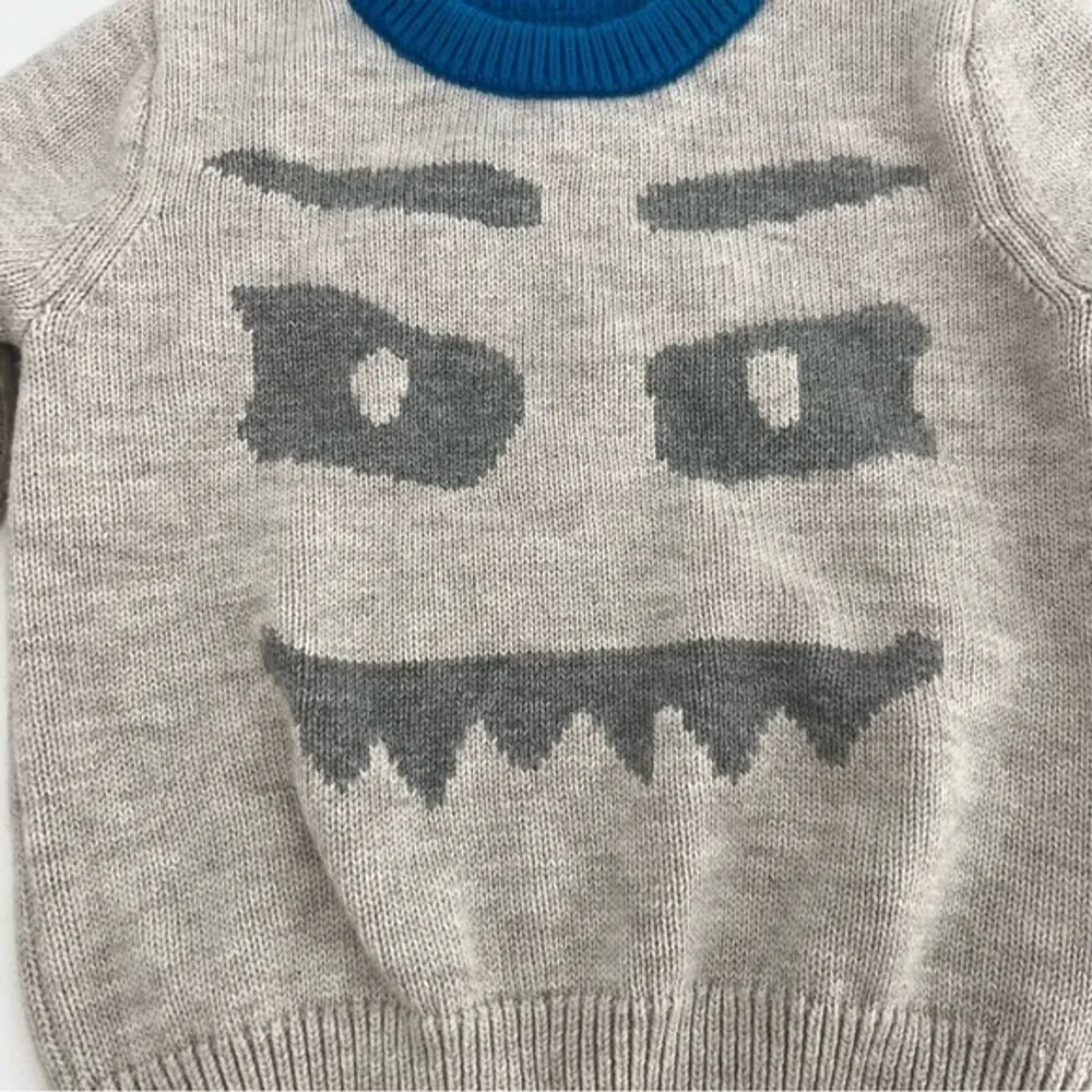 Baby Gap‎ Sweater 18-24M Gray Blue Spooky Crewneck Wool Halloween